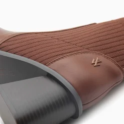 Bottines Chaussettes Jinger Marron A Talon Trapeze