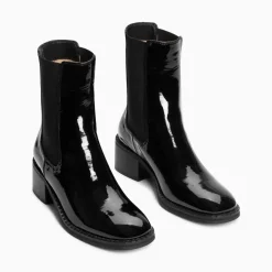Bottines Chelsea Carole Montantes Noires Vernies