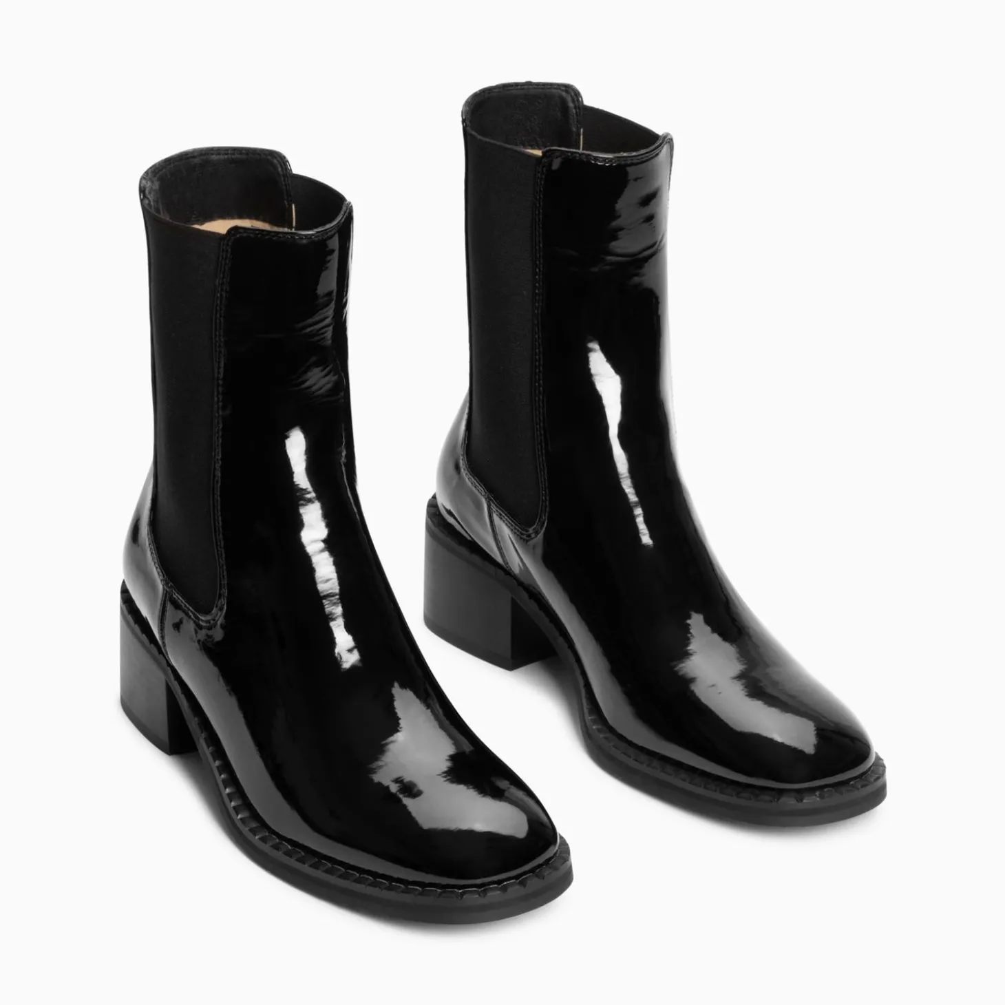 Bottines Chelsea Carole Montantes Noires Vernies