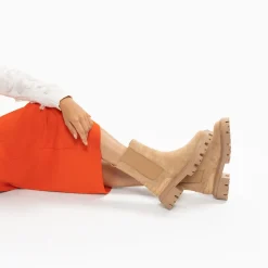 Bottines Chelsea Greta Beiges A Contrefort Croco