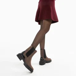 Bottines Chelsea Greta Marron A Contrefort Croco