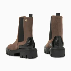 Bottines Chelsea Greta Marron A Contrefort Croco