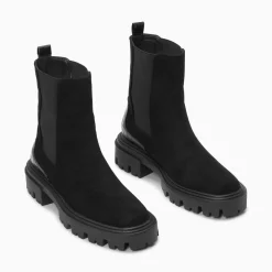 Bottines Chelsea Greta Noires A Contrefort Croco