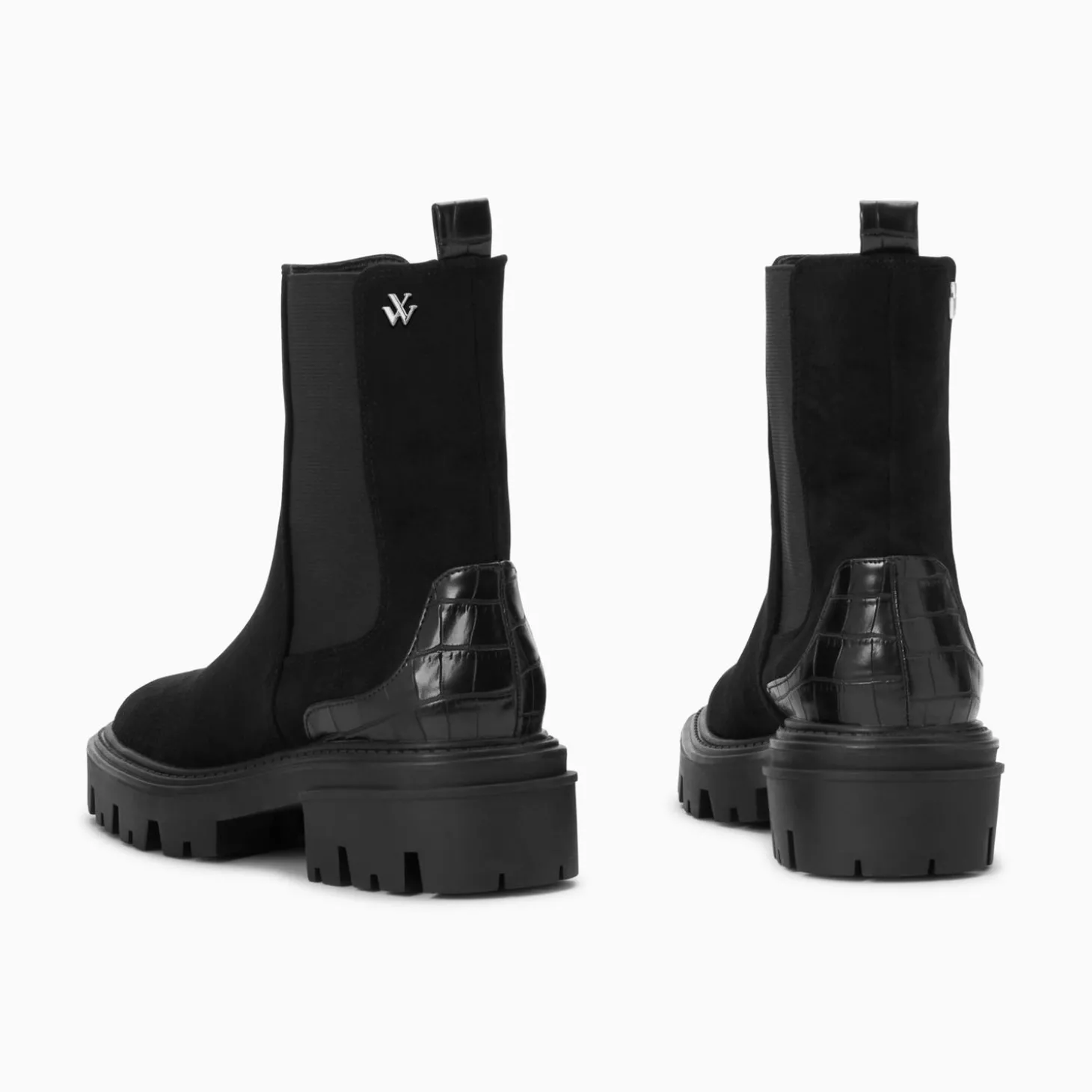 Bottines Chelsea Greta Noires A Contrefort Croco