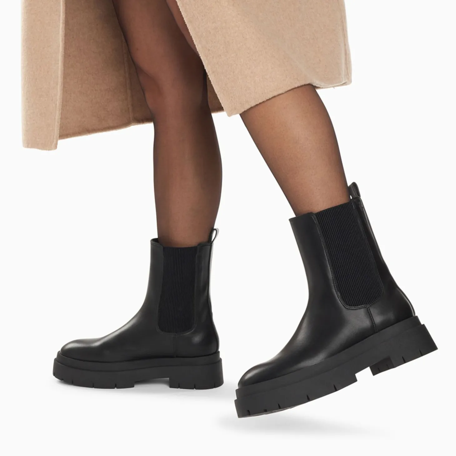 Bottines Chelsea Oceane Noires A Plateforme Crantee