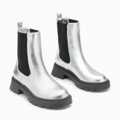 Bottines Chelsea Phoebe Argent A Semelle Oversize