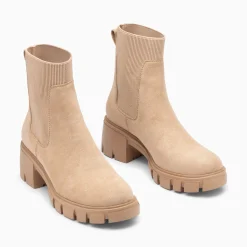 Bottines Chelsea Valerie Beige A Talon Crante