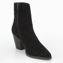 Bottines Constance A Talon En Suedine Noire