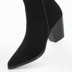 Bottines Constance A Talon En Suedine Noire