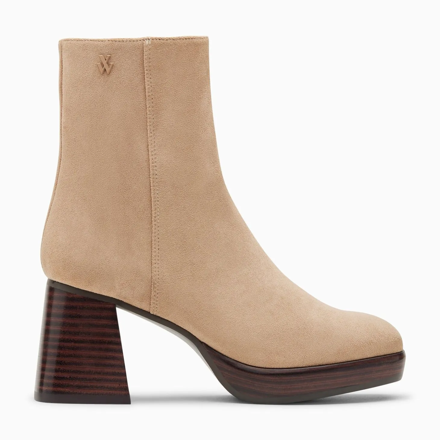 Bottines Marina Beiges A Plateforme Et Talon Bois