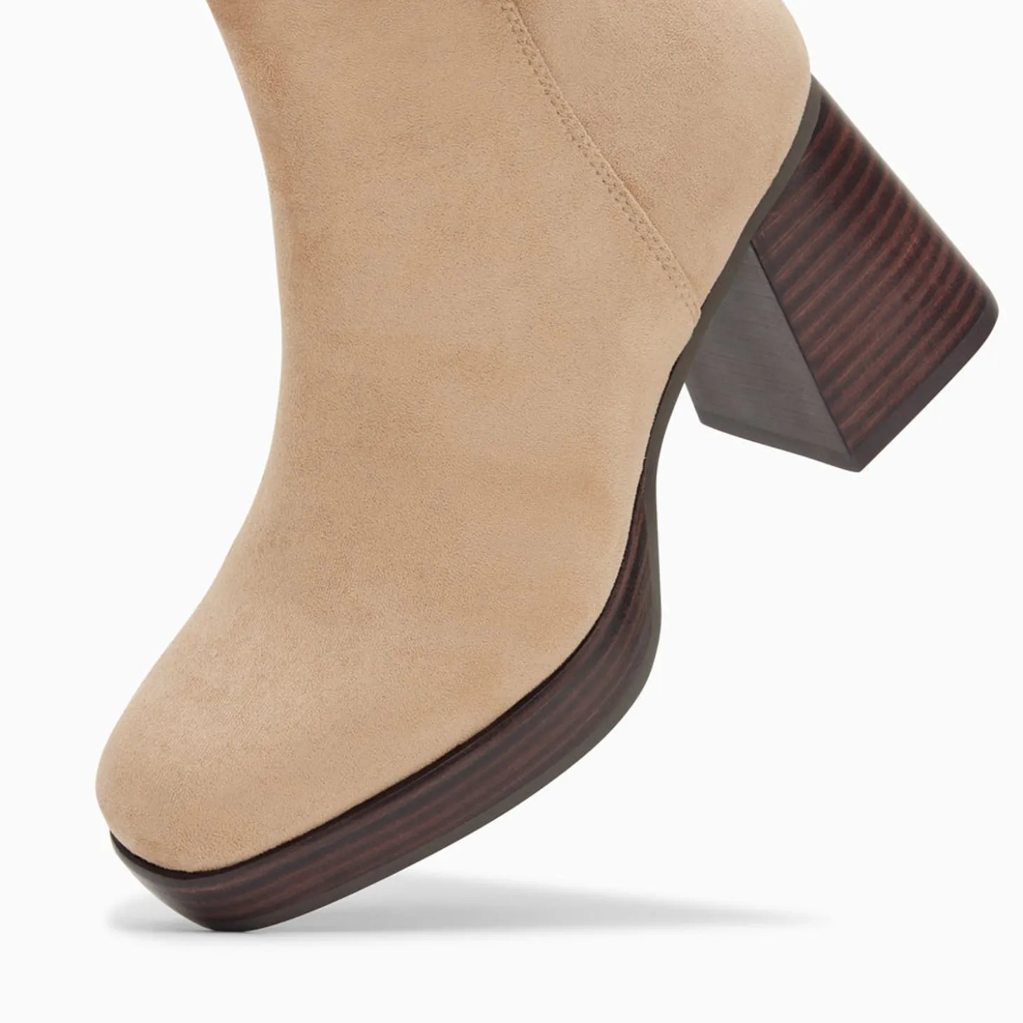 Bottines Marina Beiges A Plateforme Et Talon Bois