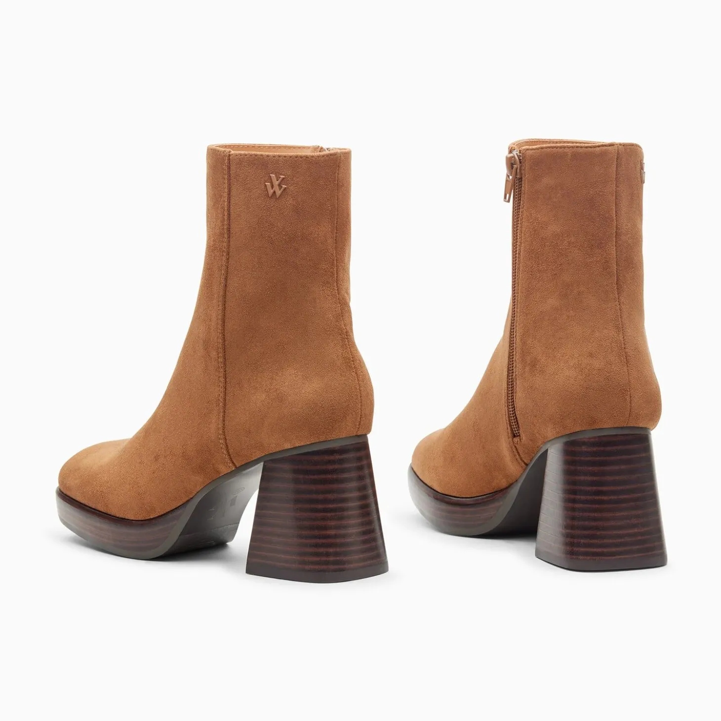 Bottines Marina Camel A Plateforme Et Talon Bois