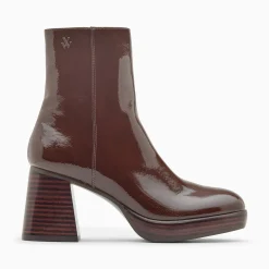 Bottines Marina Marron A Plateforme Et Talon Bois