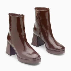 Bottines Marina Marron A Plateforme Et Talon Bois