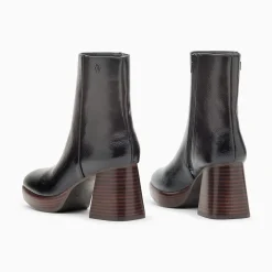 Bottines Marina Noires A Plateforme Et Talon Bois