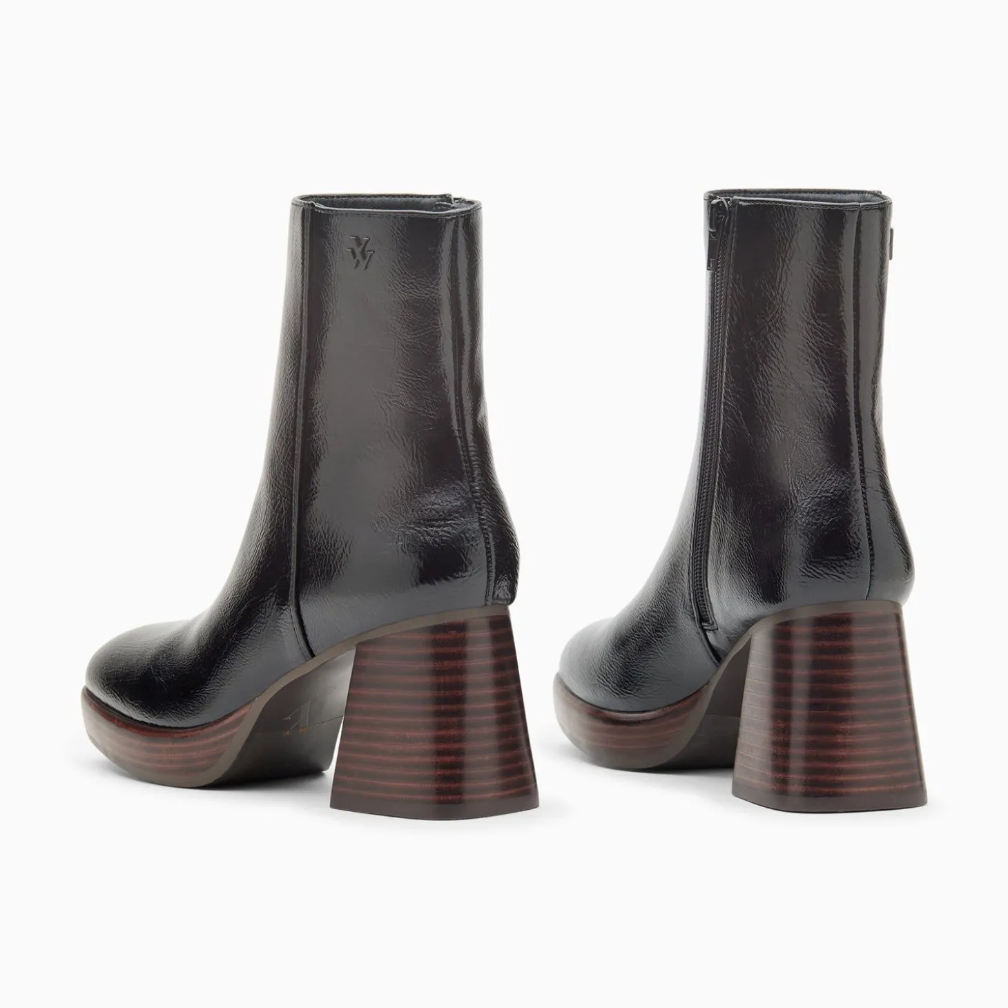 Bottines Marina Noires A Plateforme Et Talon Bois
