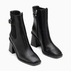 Bottines Montantes Clementine Noires A Talon Trapeze