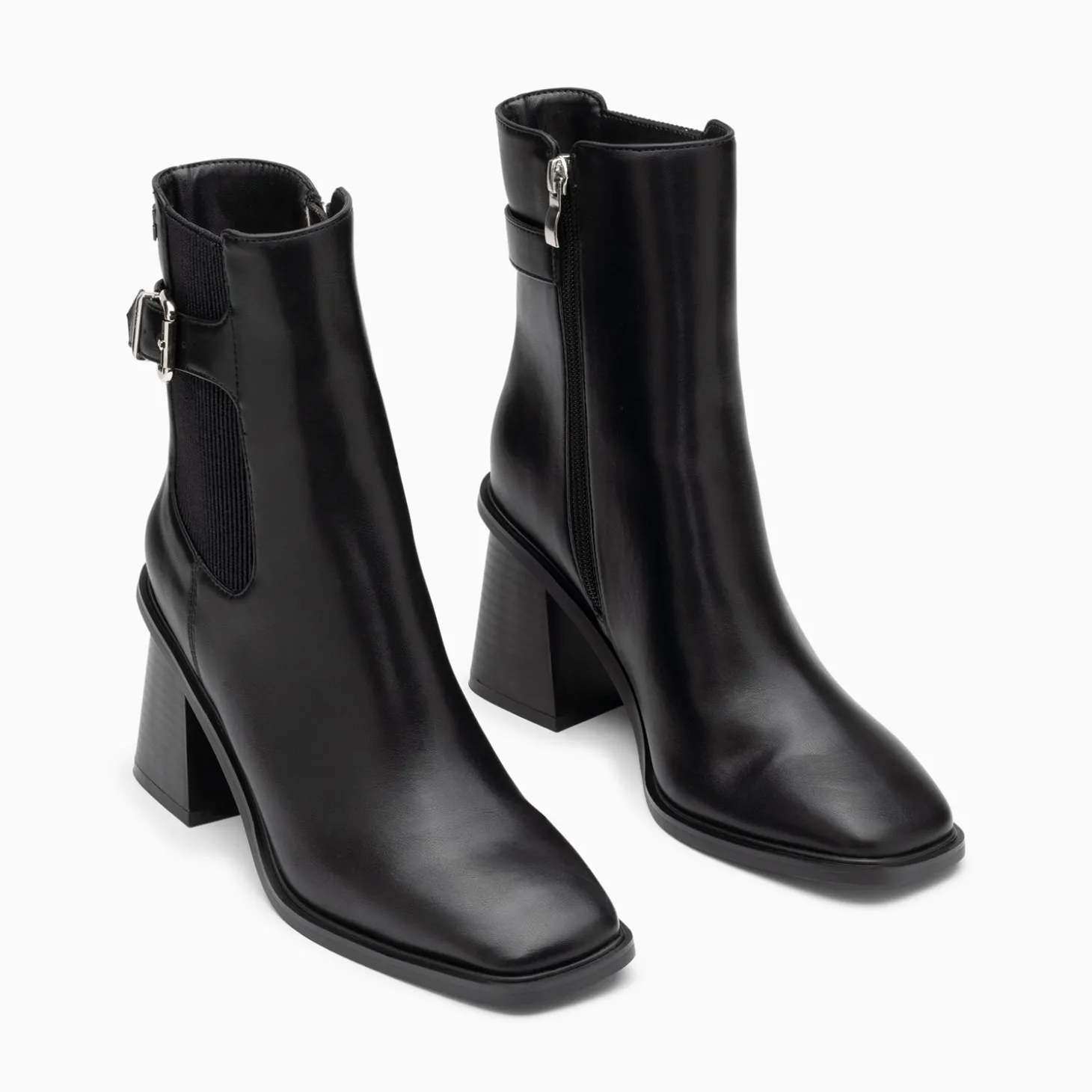 Bottines Montantes Clementine Noires A Talon Trapeze