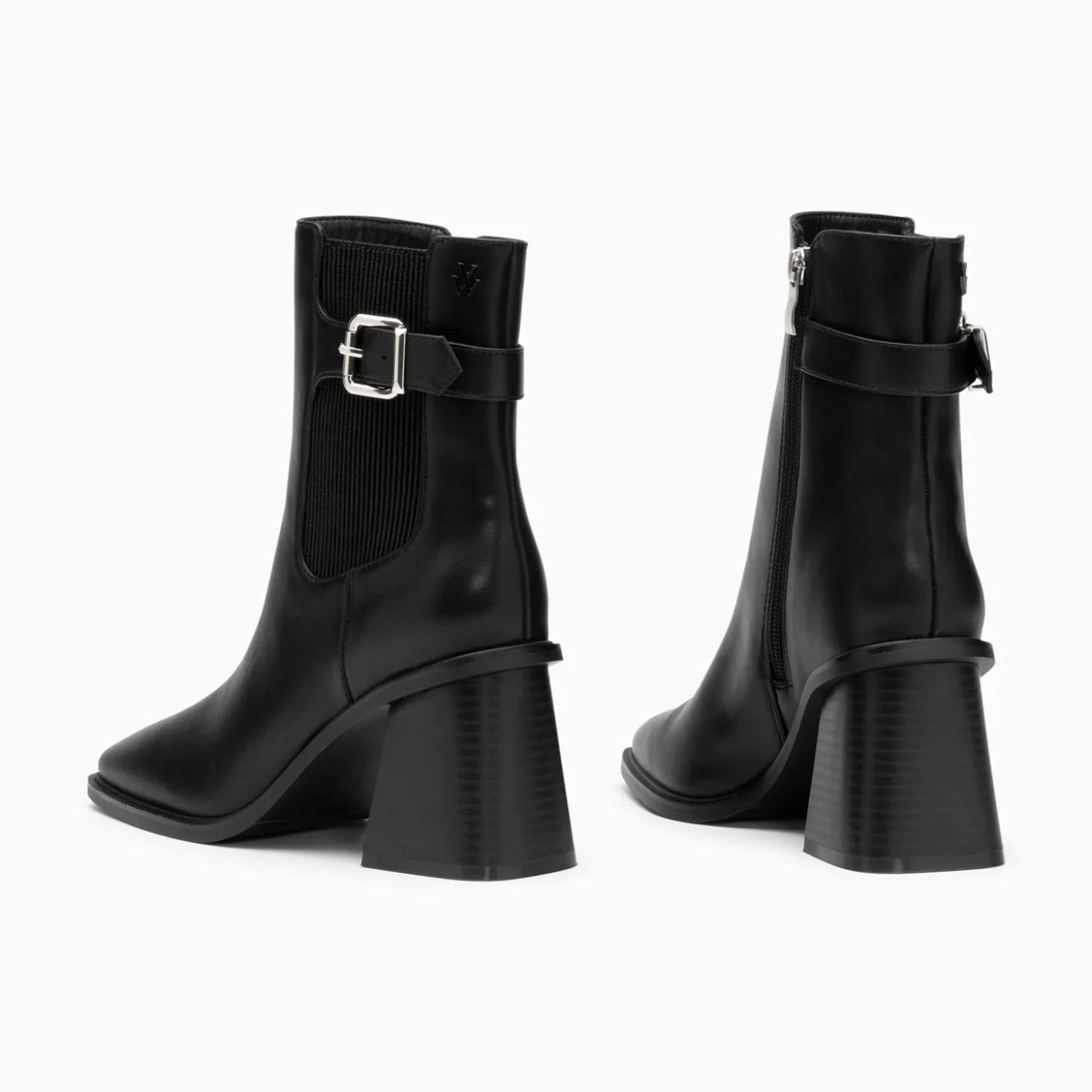 Bottines Montantes Clementine Noires A Talon Trapeze