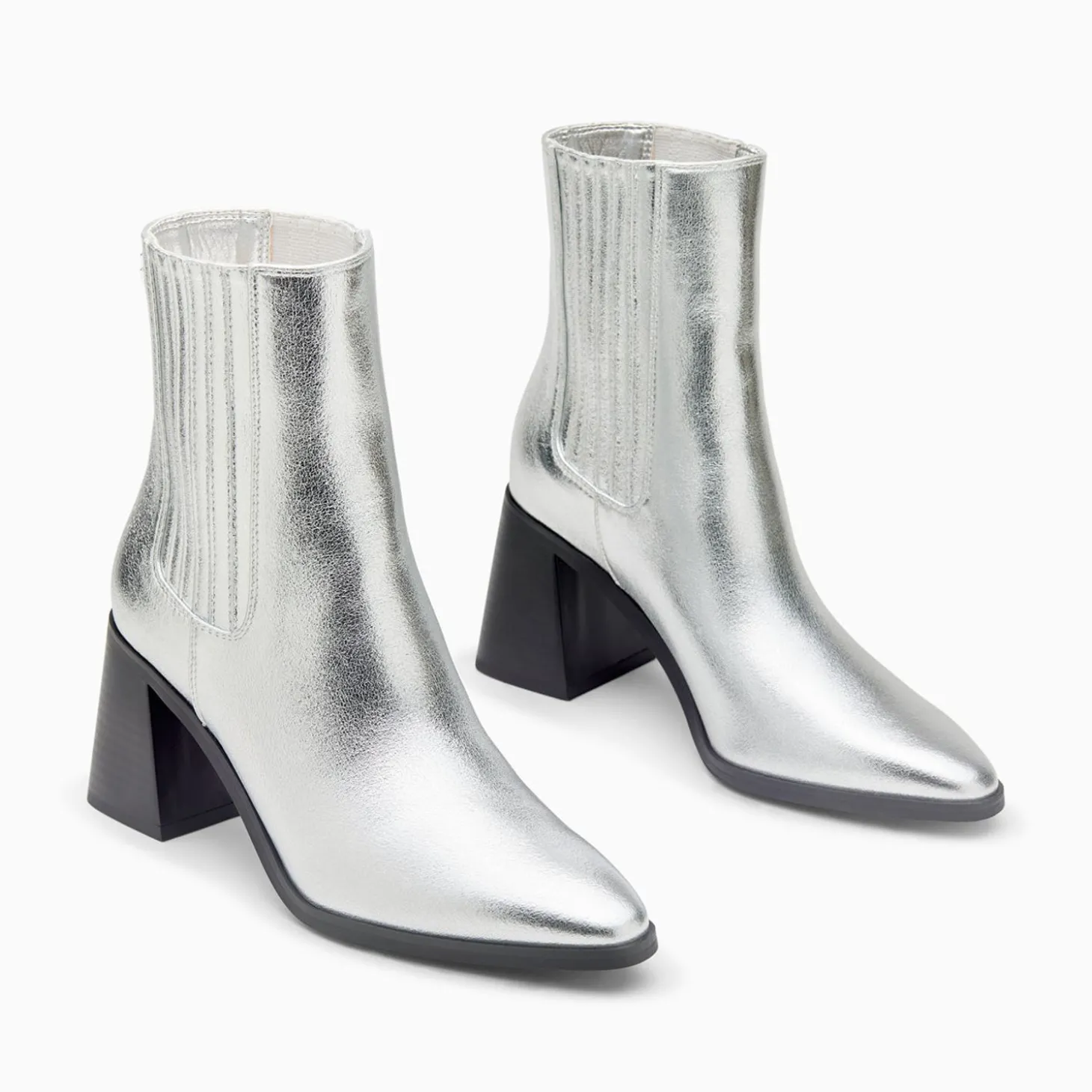 Bottines Montantes Taylor Argent A Talon Trapeze