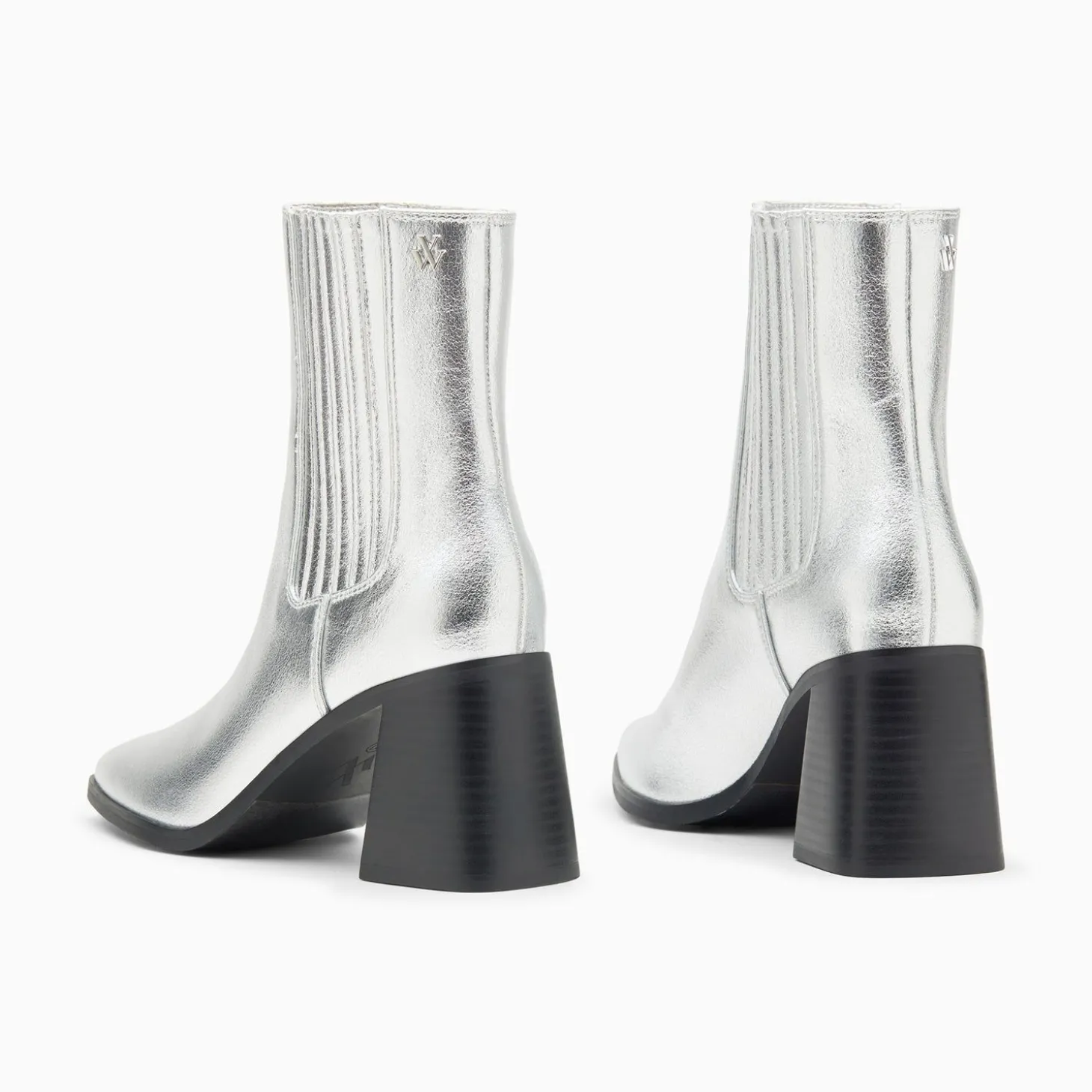 Bottines Montantes Taylor Argent A Talon Trapeze
