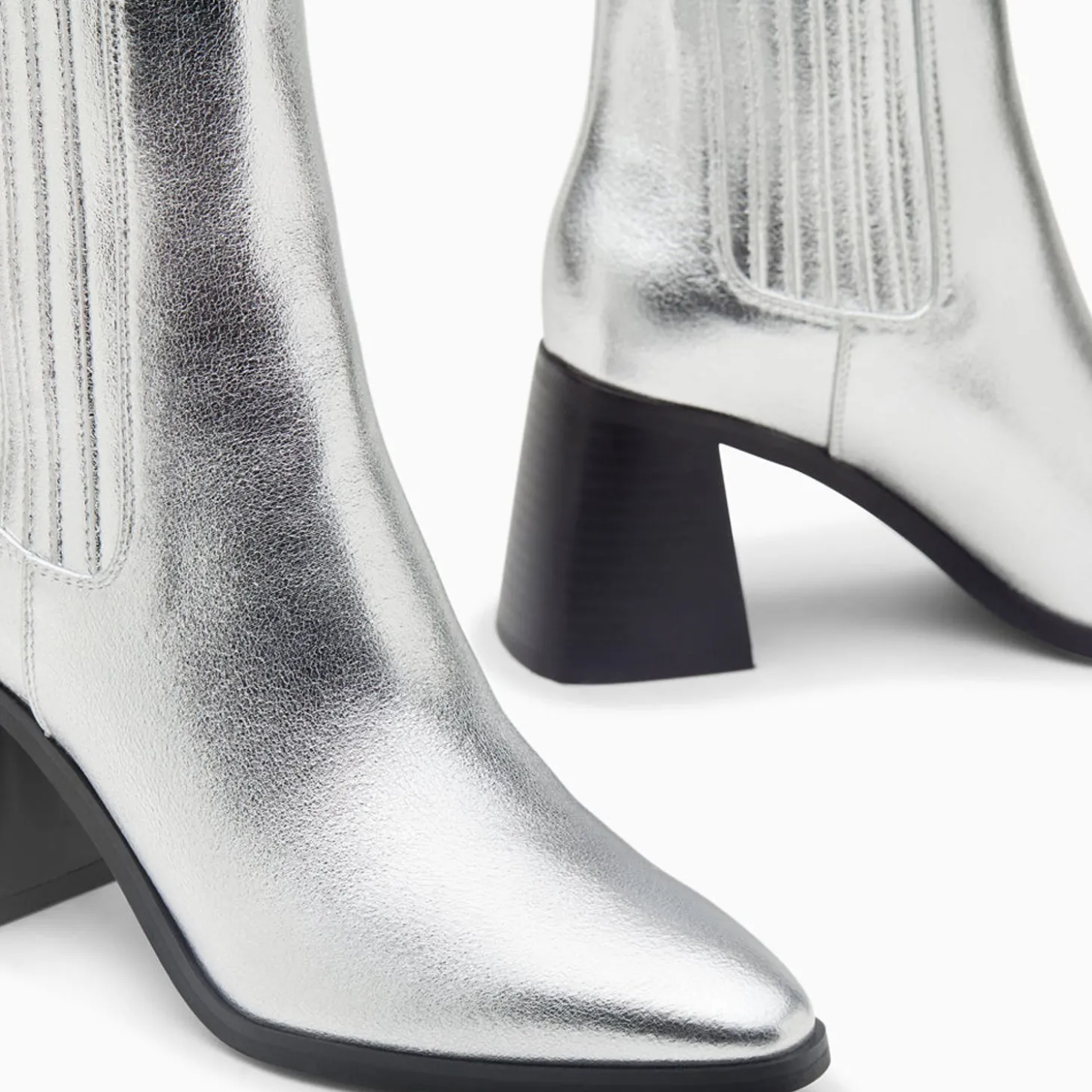 Bottines Montantes Taylor Argent A Talon Trapeze