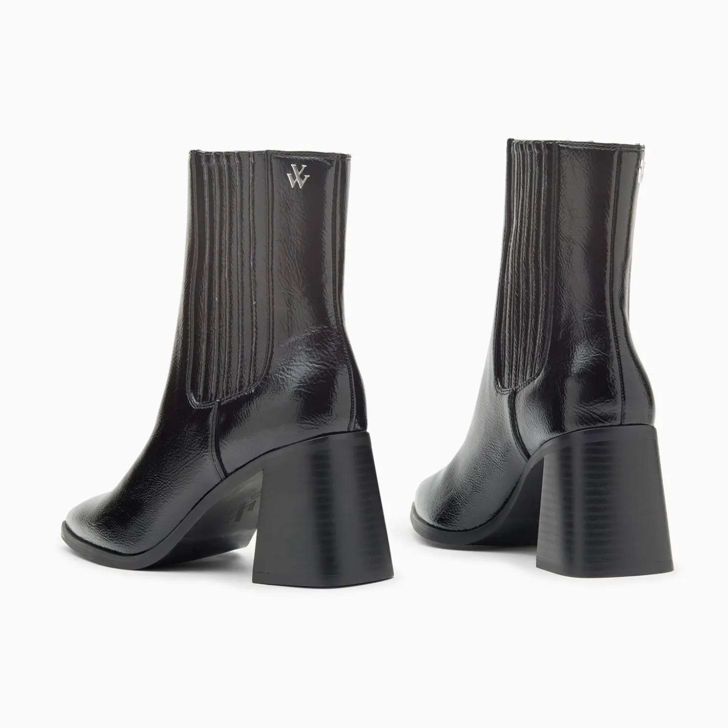 Bottines Montantes Taylor Noires A Talon Trapeze