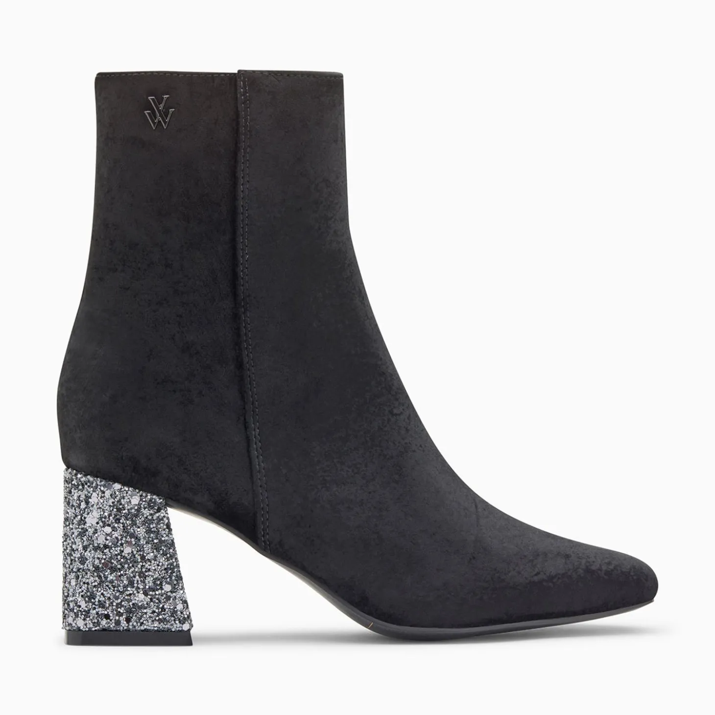Bottines New York Noires A Talon Paillete Argent