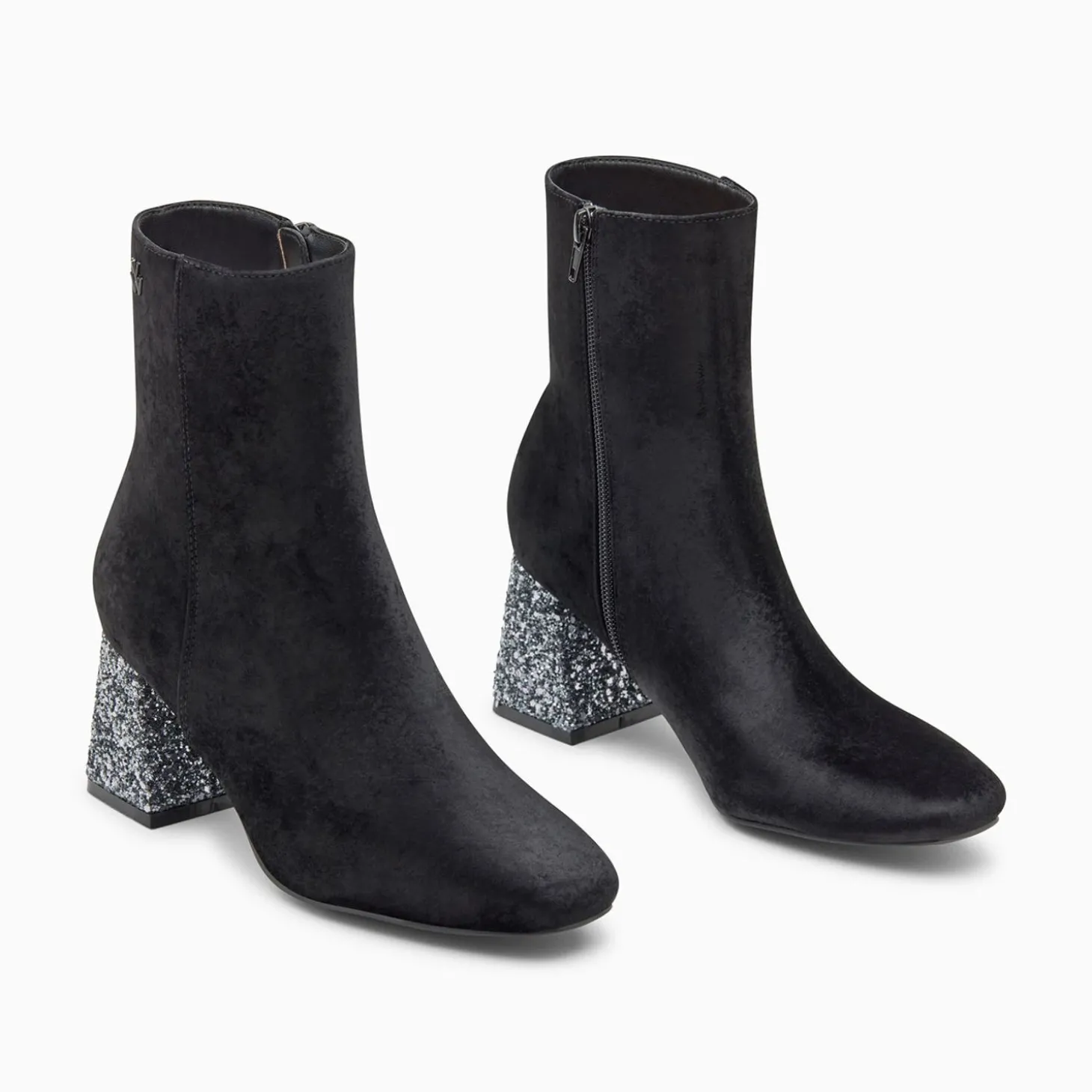 Bottines New York Noires A Talon Paillete Argent