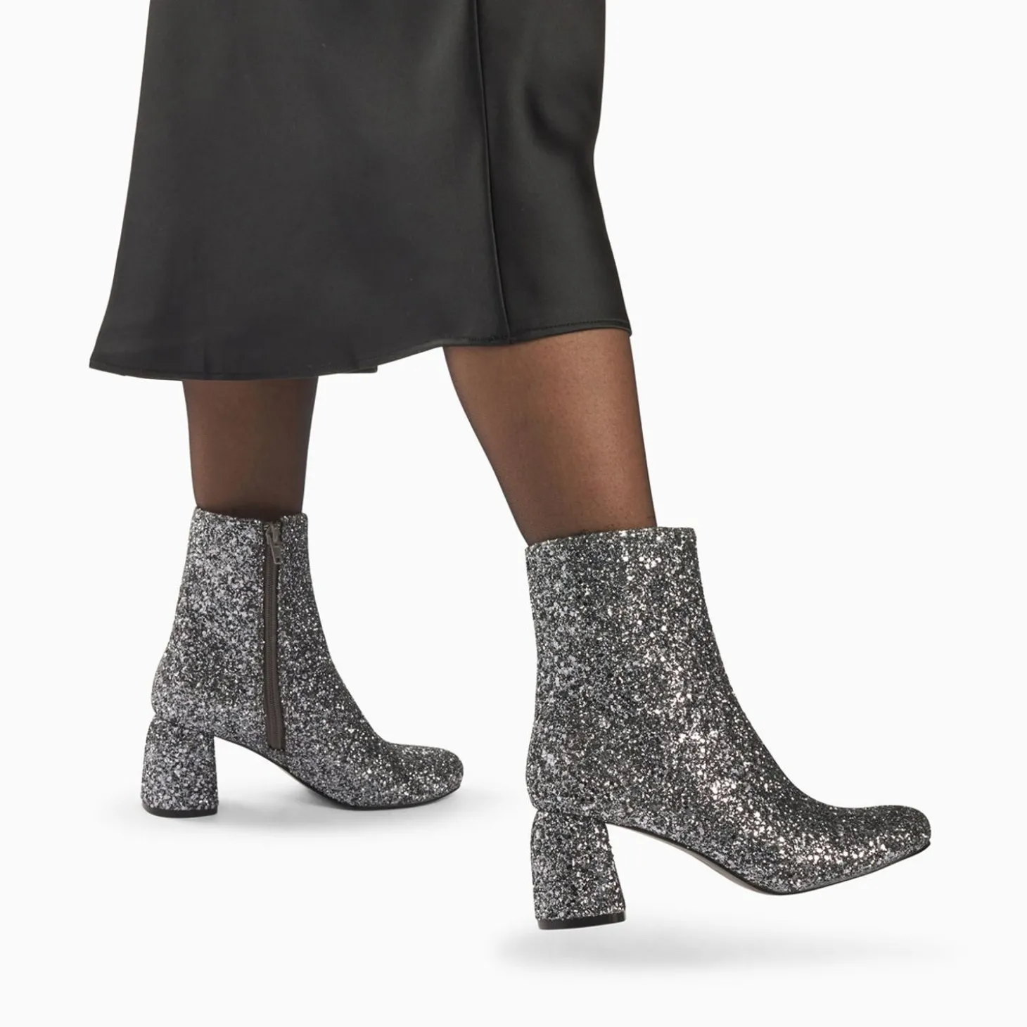 Bottines Pailletees Londres Argent A Talon