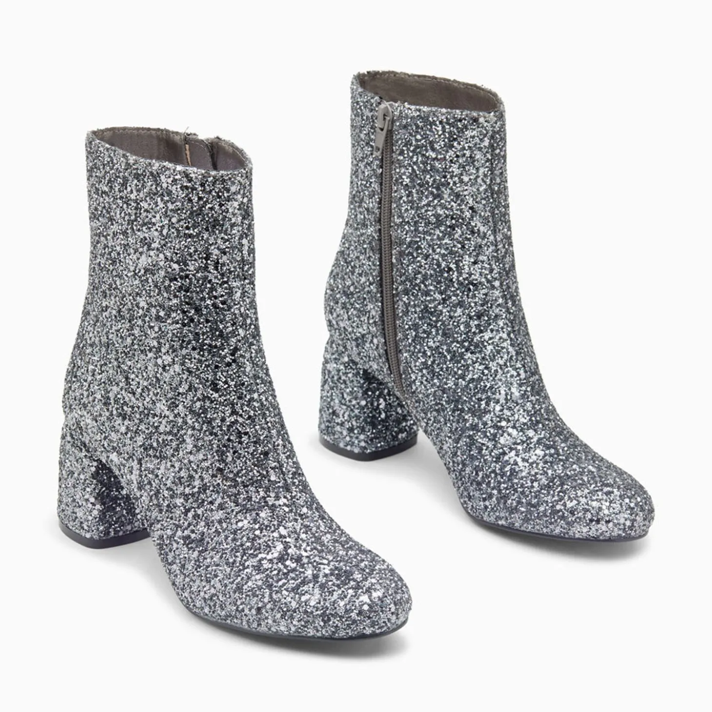 Bottines Pailletees Londres Argent A Talon