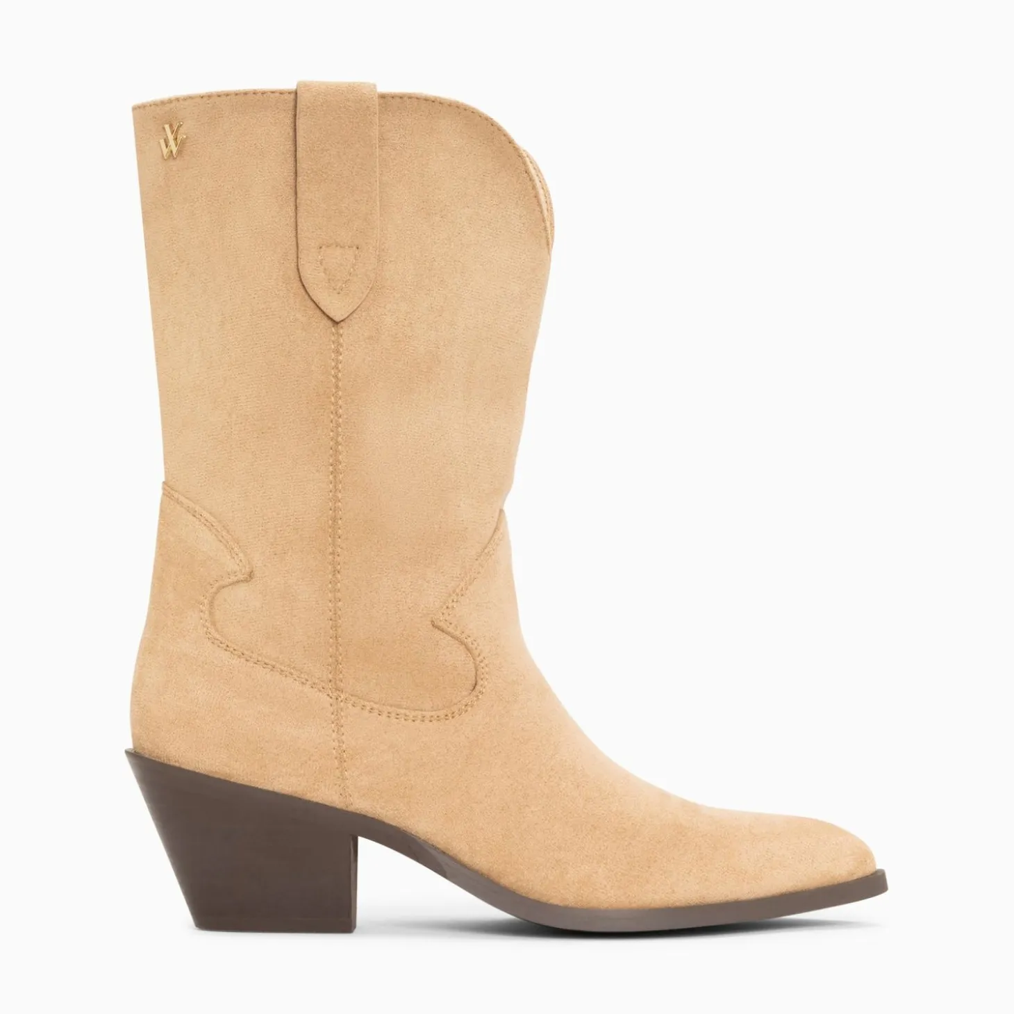 Bottines Santiags Beverly Beiges Mi-Mollet
