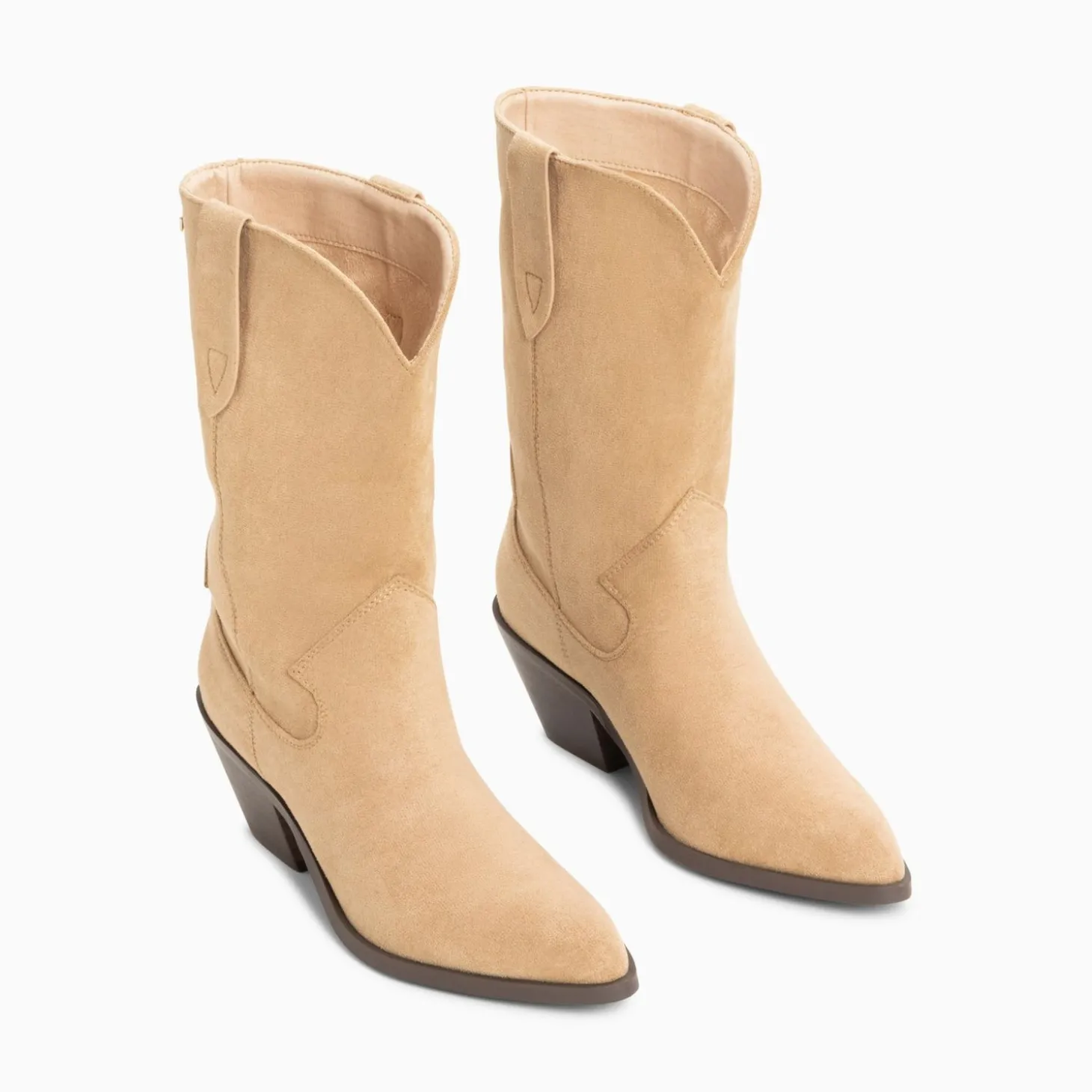 Bottines Santiags Beverly Beiges Mi-Mollet