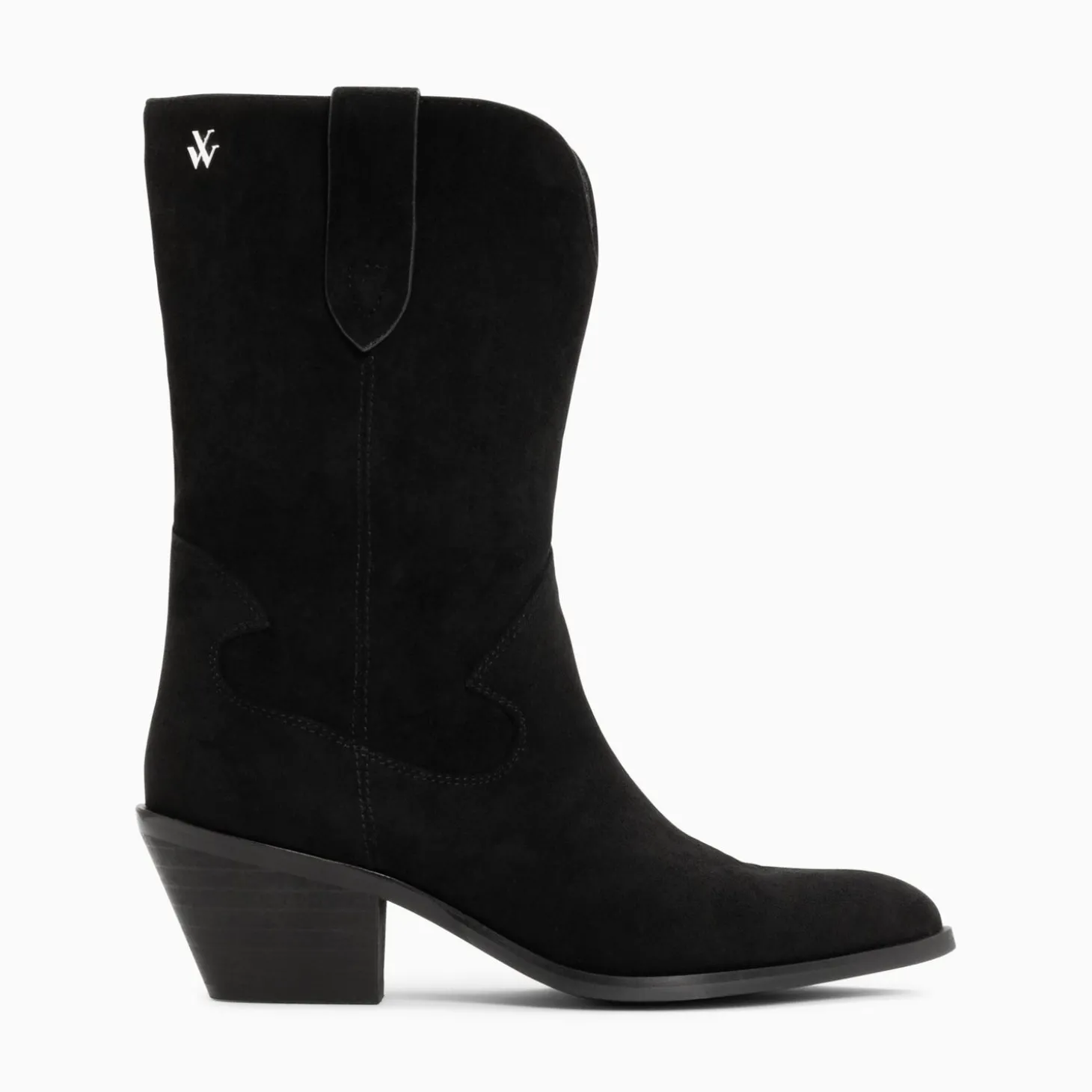 Bottines Santiags Beverly Noires Mi-Mollet