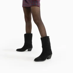 Bottines Santiags Beverly Noires Mi-Mollet