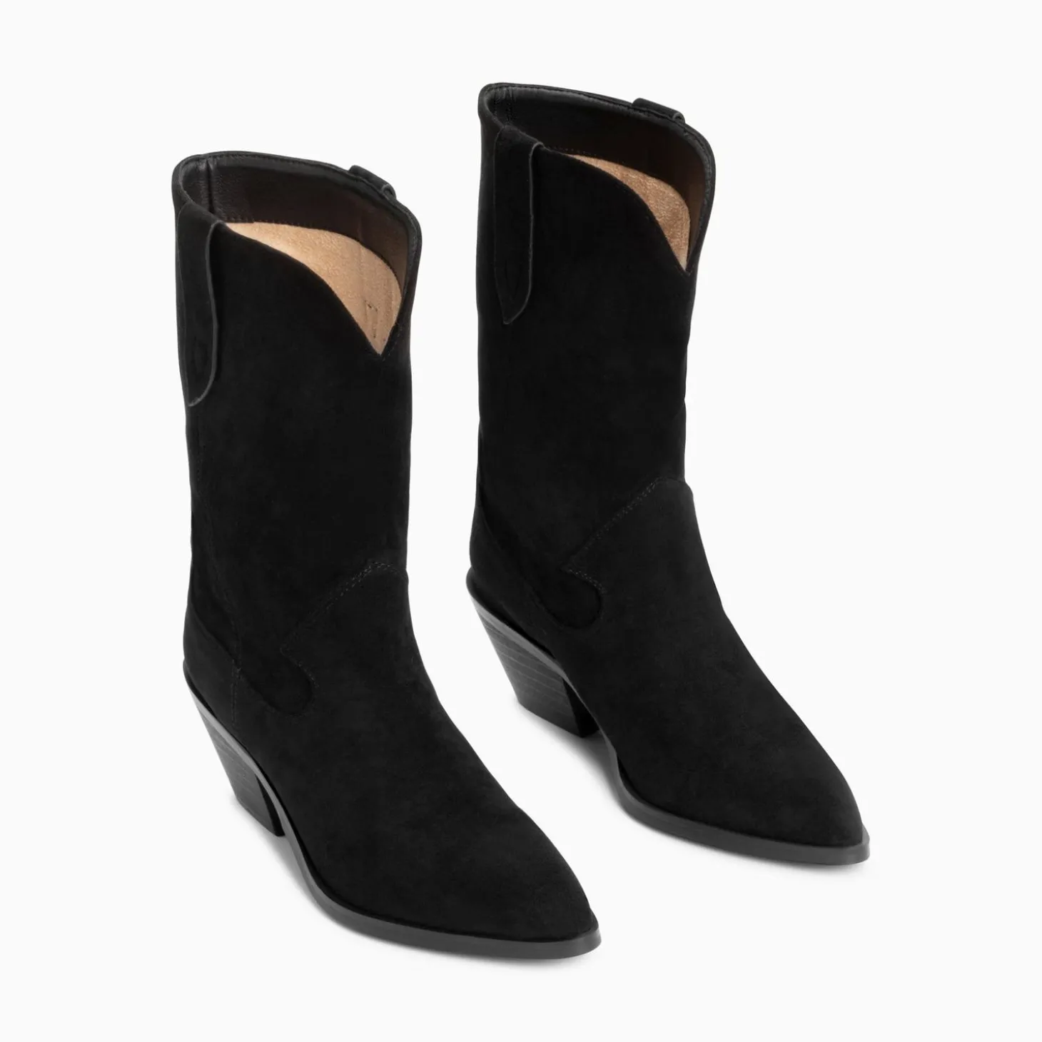 Bottines Santiags Beverly Noires Mi-Mollet