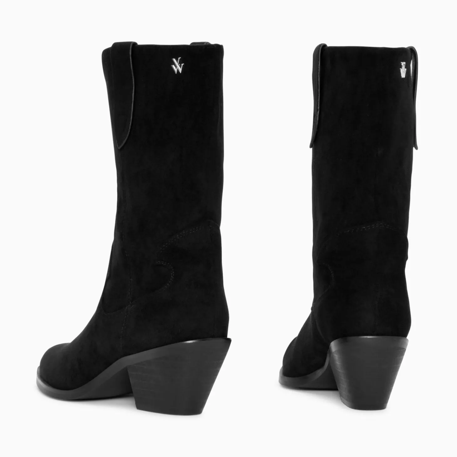 Bottines Santiags Beverly Noires Mi-Mollet