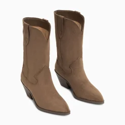 Bottines Santiags Beverly Taupe Mi-Mollet