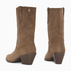 Bottines Santiags Beverly Taupe Mi-Mollet