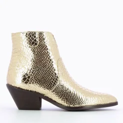 Bottines Santiags Caroline Or Effet Serpent