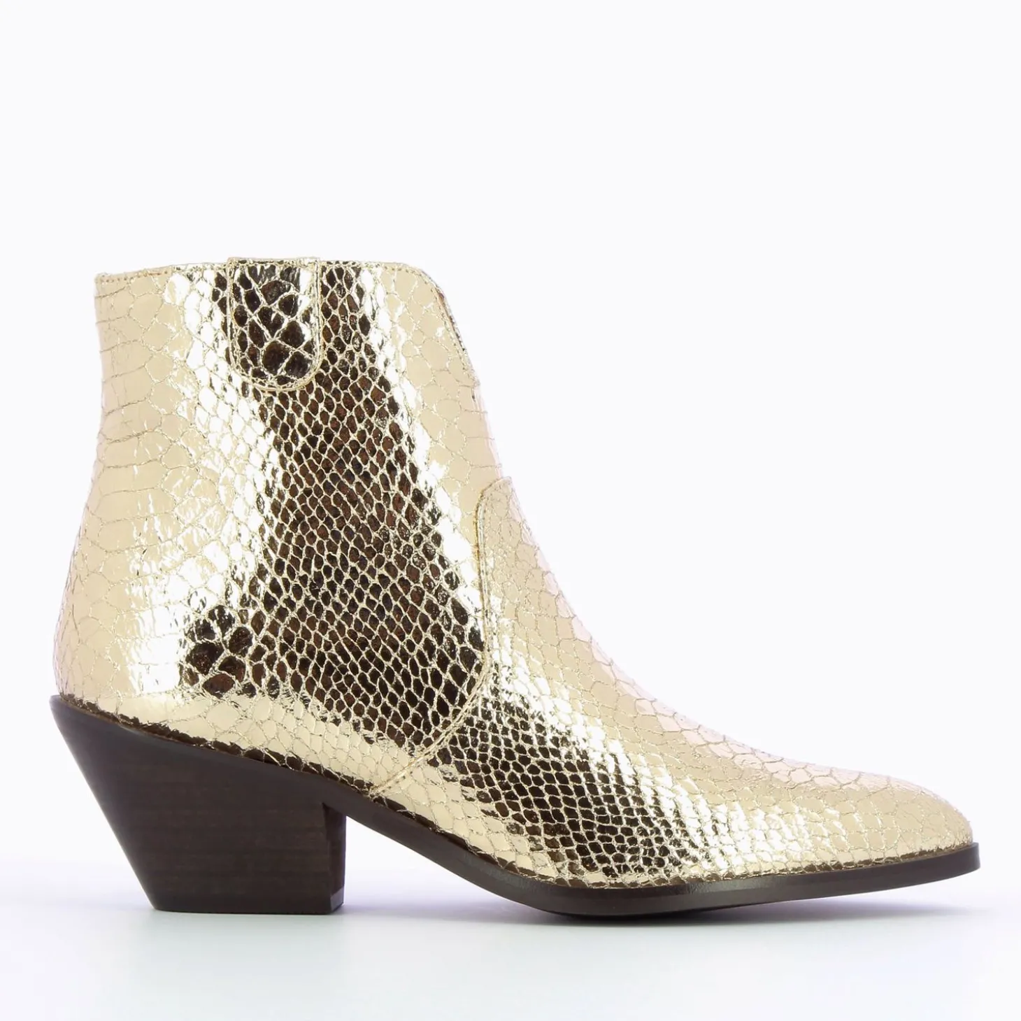 Bottines Santiags Caroline Or Effet Serpent