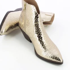 Bottines Santiags Caroline Or Effet Serpent