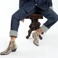 Bottines Santiags Caroline Multicolores Effet Serpent