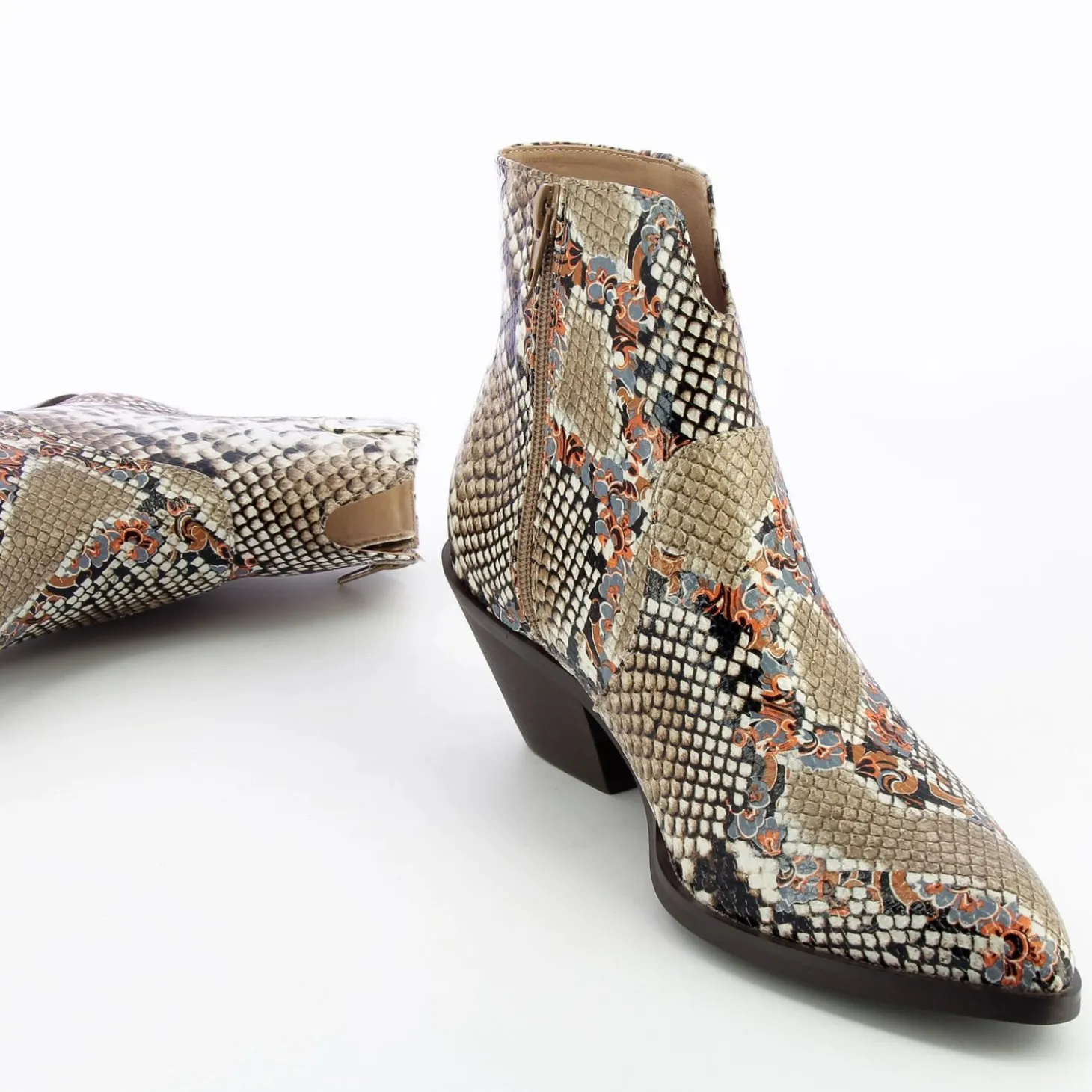 Bottines Santiags Caroline Multicolores Effet Serpent