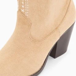 Bottines Santiags Danae Montantes Beiges A Broderies
