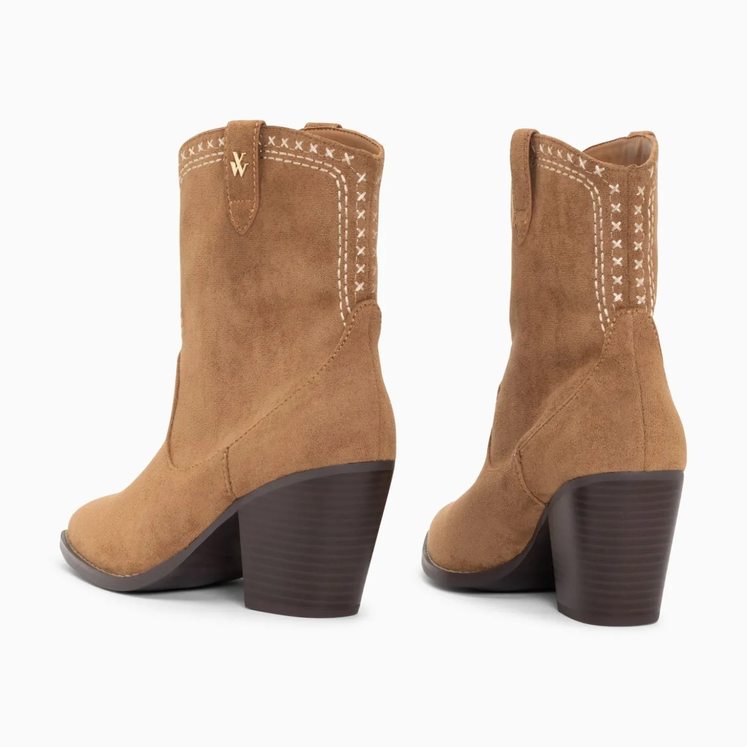 Bottines Santiags Danae Montantes Camel A Broderies
