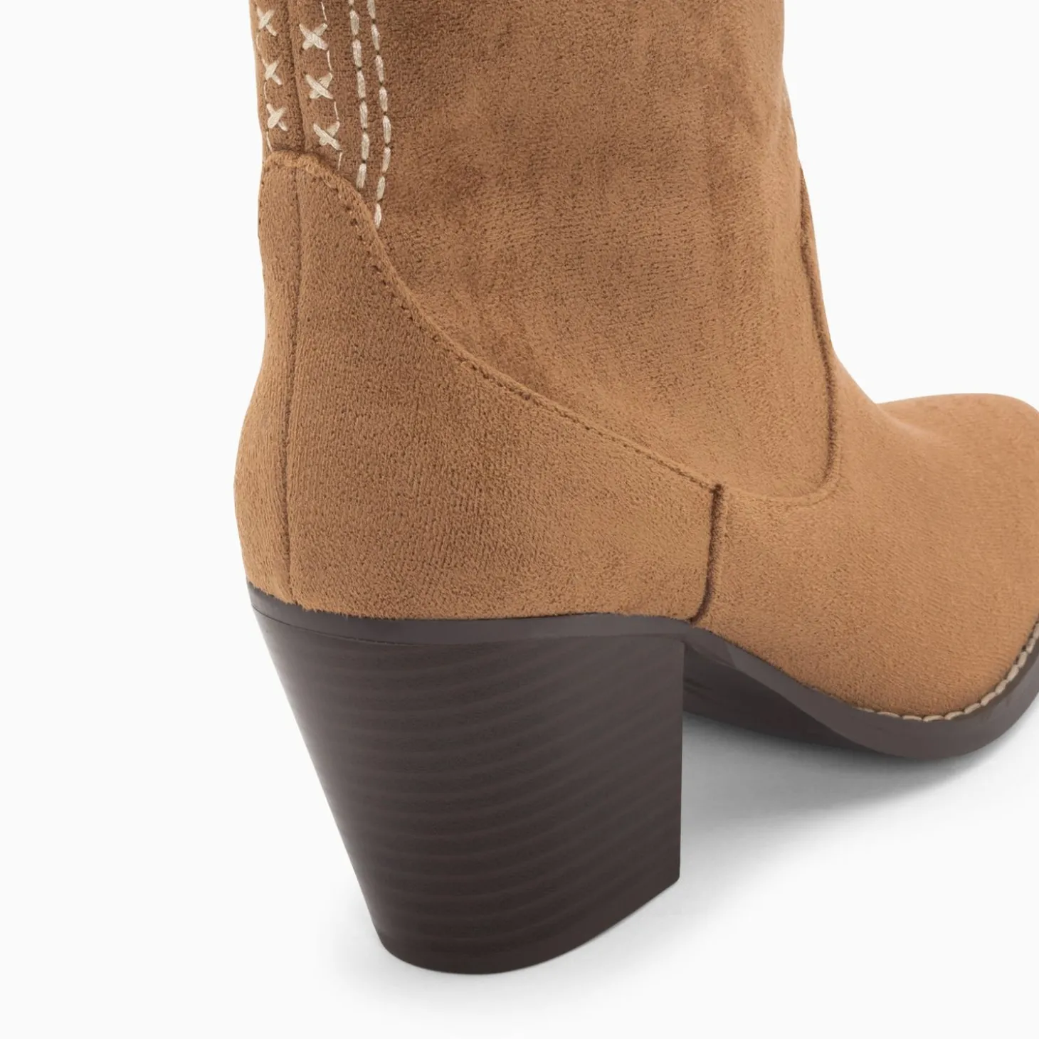 Bottines Santiags Danae Montantes Camel A Broderies