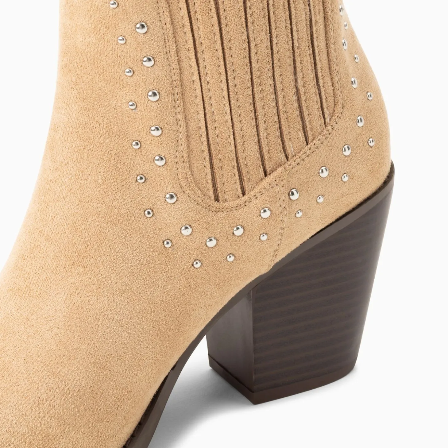 Bottines Santiags Rivoli Montantes Beiges A Clous