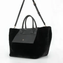 Cabas Christiane Noir En Fausse Fourrure