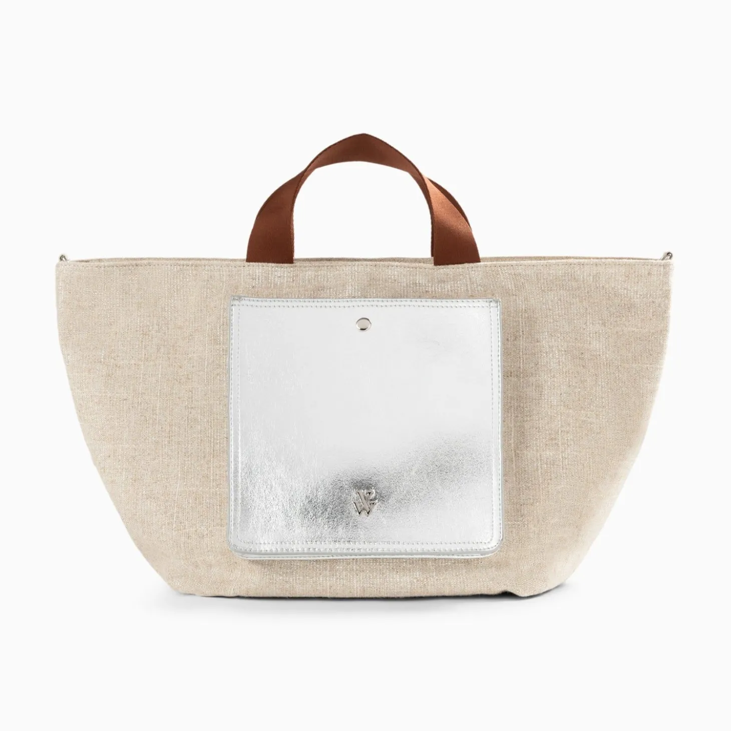 Cabas Iris Beige A Pochette Argent